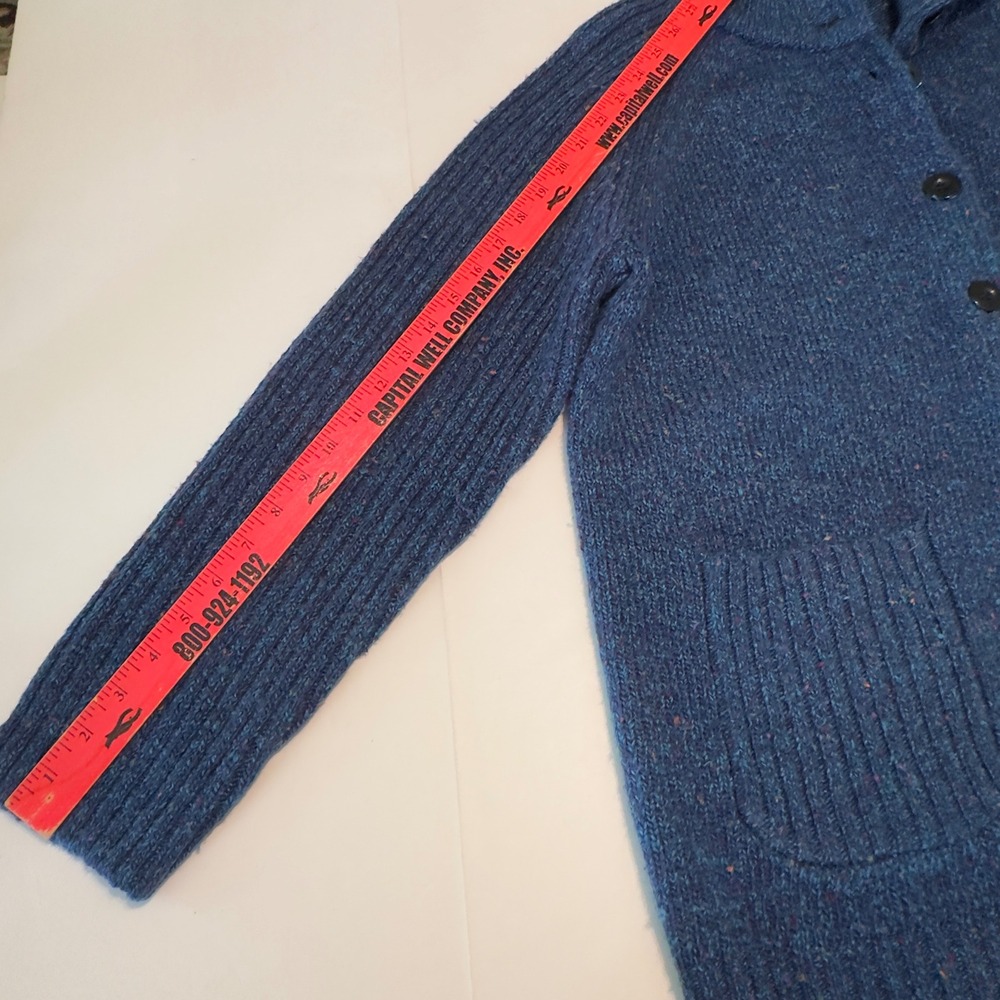 Drapers & Damons Blue Flecked Knit Shawl Collar Button Cardigan Sweater XL Boho - Picture 7 of 10